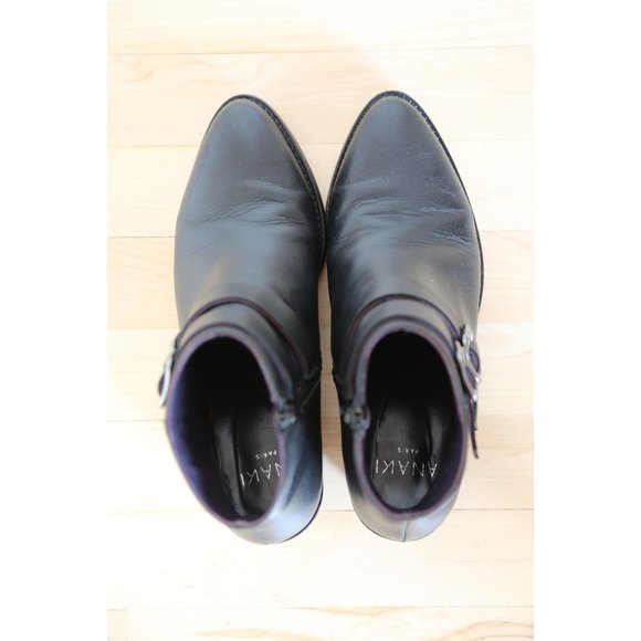 ANAKI Black Leather Ankle Boot with Buckles | Made in Portugal | Size 39 / 8 - Picture 7 of 8